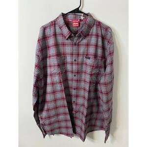New Indian Motorcycle Men's Phoenix Flannel Plaid Shirt, Gray Size XL